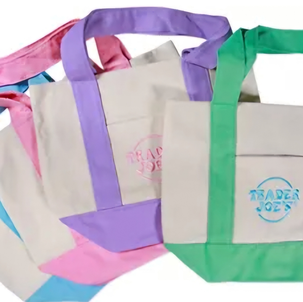Trader joes tote bag in blue or teal  or pink